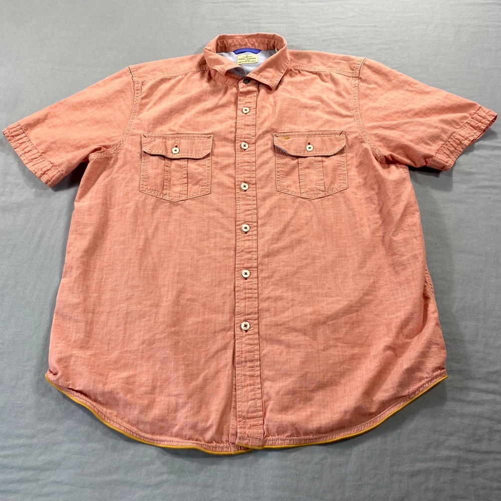 Tommy Bahama Jeans Shirt Adult Medium Red Button Up Hawaiian Camp‎ Casual Mens